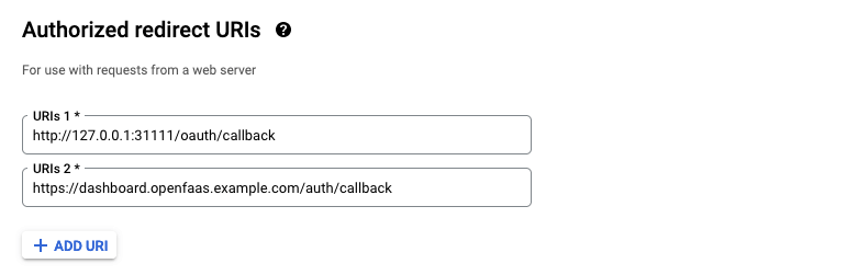 Google API console add redirect URIs